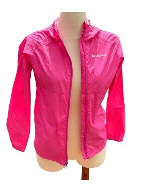 Columbia Girls Pink Hooded Lightweight Waterproof Jacket Size Small (14-16)